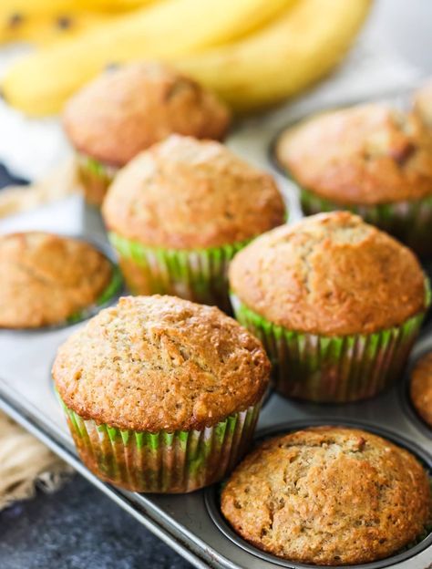 These Banana Bran Muffins are hearty, healthy and so delicious!  Full of fibre and a great recipe for your ripe bananas. Best Easy Banana Bread, Banana Bread With Almond Flour, Brownies Banana, Banana Bread Recipe Easy Moist, Bran Muffins Healthy, Banana Bran Muffins, Banana Bread Brownies, Bran Muffin Recipes, Banana Muffins Easy