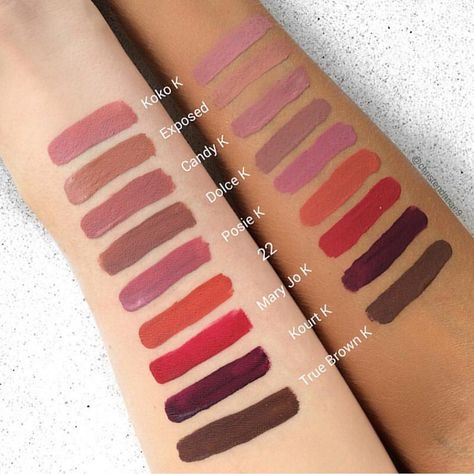 @kyliecosmetics: Which shade is for you? Love all of @christendanae9 swatches Kylie Lip Kit Swatches, Kylie Jenner Lip Kit, Kylie Jenner Lips, Estilo Kylie Jenner, Kylie Lips, Kylie Jenner Lipstick, Kylie Lip Kit, Kylie Cosmetic, Trendy Makeup