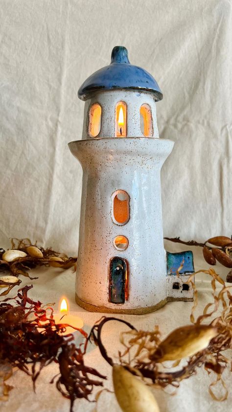 For everyone waiting for their ordered Tealight Lighthouse, next week they will get there final firing. If u would like to order for the… | Instagram Ceramic Light Sculpture, Pottery Lighthouse, Clay Lighthouse, Lighthouse Ceramic, Ceramics House, Ceramic Lighthouse, Clay House, Ceramic Lantern, Ceramic Tree