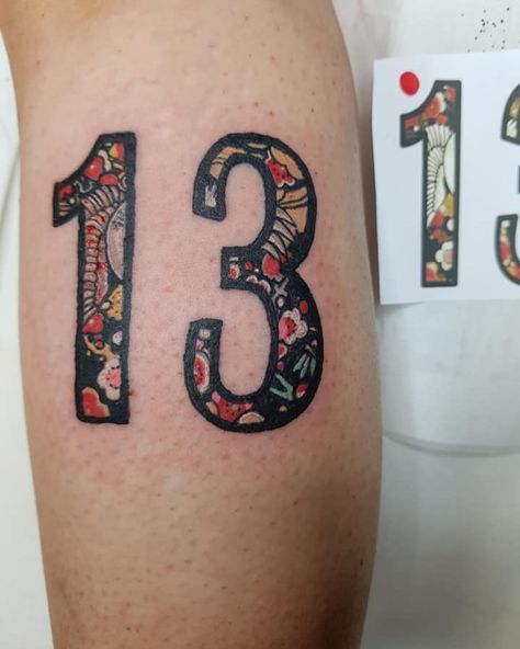 30+ Lucky 13 Tattoo Ideas Brimming with Meaning and Symbolism - AI Tattoo Lab 13 Tattoo Number Ideas, 13 Tattoo Designs, 13 Tattoo Ideas, Lucky 13 Tattoo, Number 13 Tattoos, The Number 13, Lucky Number 13, Starfish Tattoo, 13 Tattoo