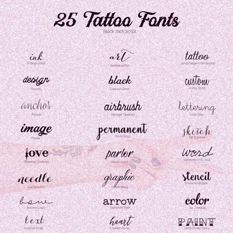 25 FREE tattoo fonts for your next ink session • A Subtle Revelry | the 25 tattoo font styles that you can use to create your own ink art work Girly Tattoo Fonts, Fonts For Name Tattoos, Pretty Fonts For Tattoos, Initals Tattoo Fonts, Quote Tattoo Fonts, Small Letter Tattoo Fonts, Name Fonts Tattoo, Best Fonts For Tattoos, Tattoo Cursive Fonts