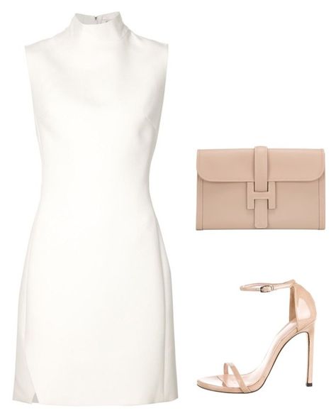 "Mugler/Weitzman/Hermés" by marta-isabella ❤ liked on Polyvore featuring Thierry Mugler, HermÃ¨s and Stuart Weitzman Luxury Fitted White Dress, Hermes Clothes Women, Luxury Off-white Mini Dress For Summer, Mugler White, White Mugler Dress, Balmain White Dress, Thierry Mugler, Looks Chic, Dressy Outfits