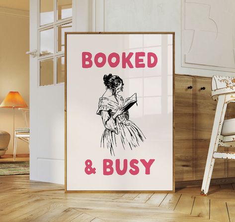 Retro Library, Library Poster, Booked And Busy, Dorm Room Wall Art, Library Posters, Poster Book, Book Wall Art, Dorm Room Walls, Book Wall