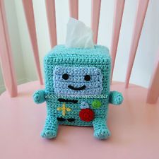 Adventure Time Bee-Mo BMO Inspired Crochet Kleenex Tissue Box Cover Amigurumi Adventure Time Crochet, Crochet Tissue Box Cover, Adventure Time Crafts, Amigurumi Inspiration, Kleenex Box Cover, Nerd Crafts, Kleenex Box, Crochet Kitchen, Box Patterns