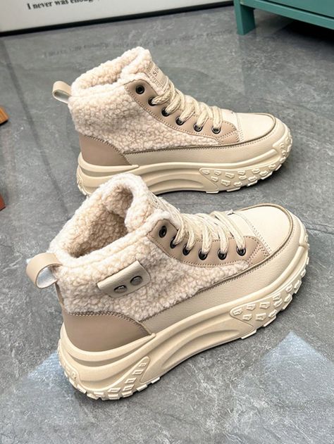 Fashionable High Top Thick Bottom Winter Sports Sneakers For Women's - New Elegant Trendy Casual StyleI discovered amazing products on SHEIN.com, come check them out! Warm Snow Boots, Warm Shoes, Dad Shoes, Snow Boots Women, Winter Snow Boots, Casual Design, Casual Sport Shoes, Wedge Sneakers, Winter Boots Women