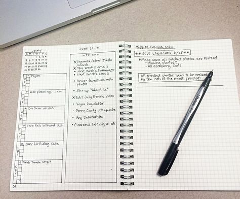 A conversation yesterday on Instagram had me thinking about the extreme differences between my personal and work bullet journals, so I thought I’d do a quick run through of the journal I use … Work Bujo Ideas, Work Bujo Layout, Bujo For Work, Work Bujo, Bullet Journal Banners, Weekly Log, Bullet Journal Work, Bullet Journal Minimalist, Bullet Journal Page