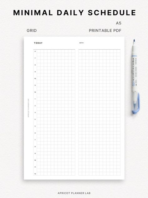 This is a minimal daily planner with a half-hourly schedule and free notes. You can use the note for any need. | Printable PDF | Half hourly daily | Day on 1 page | Undated | 30 minute daily A5 Planner Printables Free, Daily Journal Template, Daily Bullet Journal, A5 Planner Printables, Studying Stationary, Etsy Planner, Map Worksheets, Daily Day, Minimalist Planner