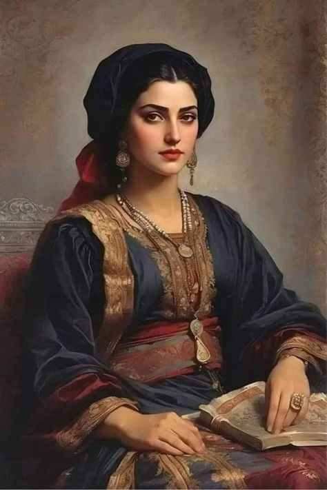 Ancient Persian Women, Mediterranean Women, Mediterranean People, Persian Beauty, Portret Feminin, Chin Implant, Persian Women, Persian Art Painting, Moroccan Women