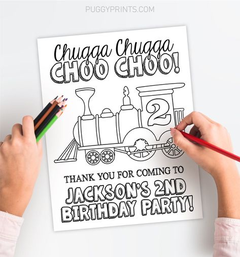 Train Birthday Party Food, Train Birthday Theme, Birthday Coloring Page, Thomas Train Birthday, Train Party Favors, Train Theme Birthday Party, Train Coloring Pages, Train Birthday Party, 2nd Birthday Party For Boys