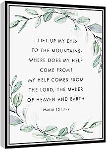 Uxjam Psalm 121 Wall Art I Lift Up My Eyes To The Mountain Bible Verse Print Nursery Scripture Baptism Gift Canvas Wall Art For Home Office Framed Ready to Hang 8"x12" Mountain Bible Verse, Nursery Scripture, Psalm 121, Bible Verse Prints, Baptism Gifts, Wall Art For Home, My Eyes, Pharmacy Gifts, Bible Verse