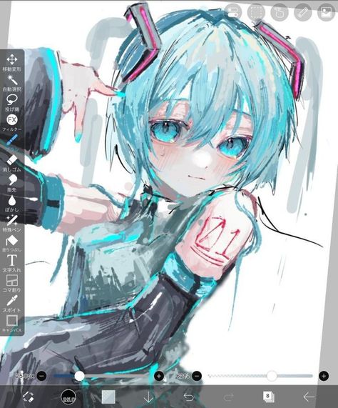 Drawing Ibispaint, Ibispaint Art, Miku Hatsune Chibi, Tiktok Art, Jelly Art, الفن الرقمي, Messy Art, Art Procreate, 3d Figures