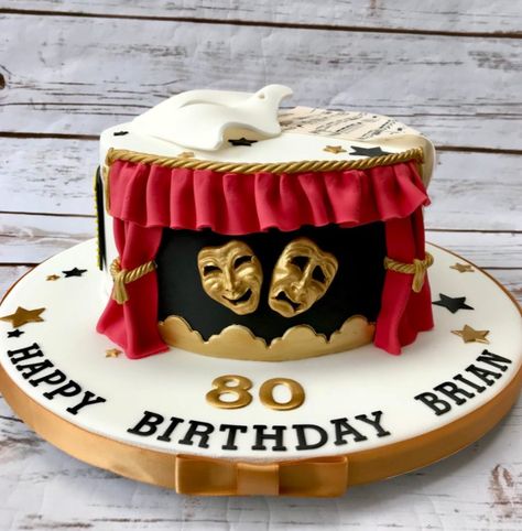 Theater Themed Cake, Theatre Cake Ideas Birthday, Musical Theatre Cake, Happy Birthday Papa Cake, Tennis Cakes, Theater Cake, Sofia Birthday Cake, Musical Cake, Theatre Cake