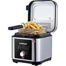 Deep Fryer CUSIMAX Electric Deep Fryer with Basket and Drip Hook, 2.6Qt Oil Capacity Fish Fryer with Temperature Control, Removable Lid with View Window and Filter, Stainless Steel Fryer, 1200W : Amazon.ca: Home Fish Fryer, Electric Fryer, Electric Deep Fryer, Deep Fryers, Food Stains, Deep Fryer, Fondue Set, Kitchen Must Haves, Kitchen On A Budget