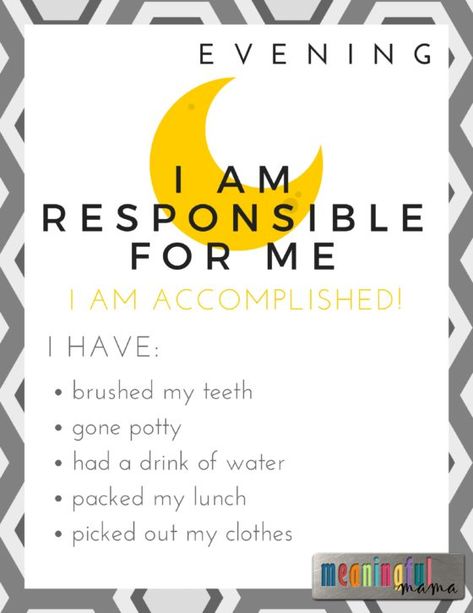 I have created this "I am Responsible for Me" Printable for teaching kids responsibility because of recent events in our home. My kids have not only been forgetting things, but they have decided to blame me when their responsibilities are not met. Parenting Podcasts, Parenting Styles Chart, I Am Responsible, Social Emotional Learning Lessons, Forgetting Things, Positive Affirmations For Kids, Bed At Night, Kid Responsibility, Raising Teenagers