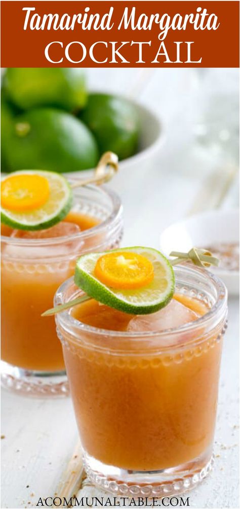 Sweet and sultry, this Tamarind Margarita Cocktail is just what your chips and salsa have been asking for! Flavored with tamarind concentrate, this tamarind drink recipe is sweet, tangy and perfect for a summer afternoon!!!  #summerdrinks #tamarind #margarita #cocktails #cocktailrecipe #drinks #recipe Tamarind Drink, Peach Puree, Fresh Peaches, Margarita Cocktail, Citrus Chicken, Chips And Salsa, Cozy Kitchen, Summer Cocktails, Mocktails