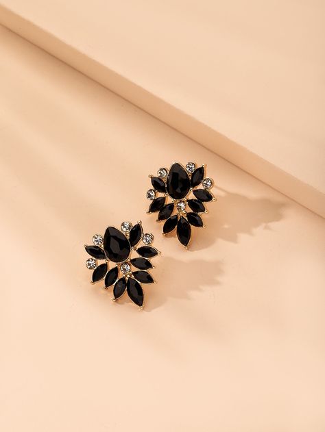 Black stone earrings