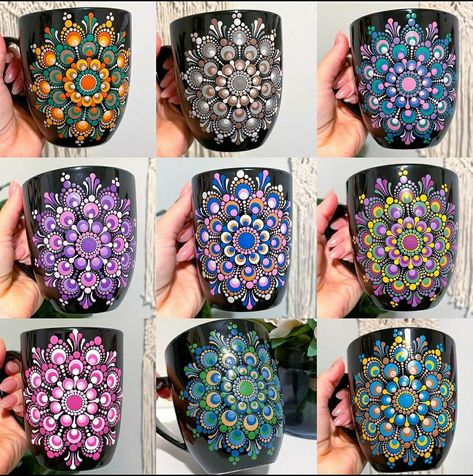 Mandala Dot Art On Mugs, Dot Mandala Mug, Mug Dot Painting, Mandala Art Painting, Mandala Mug, Mirror Canvas Art, Diy Mug Designs, Dot Mandala Art, Dot Painting Tools