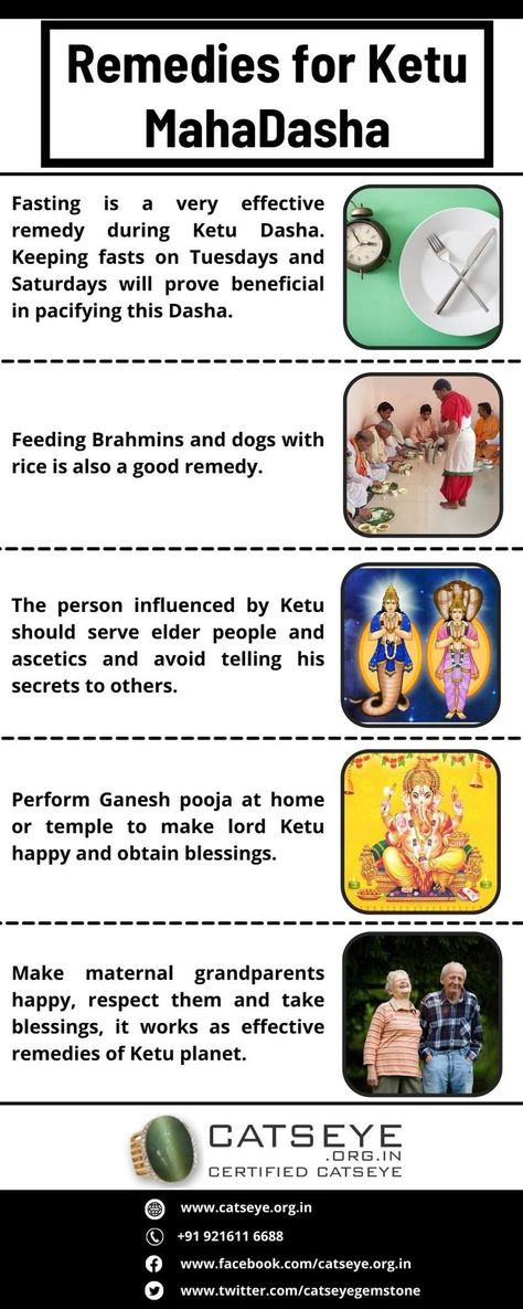 In Vedic astrology Rahu and Ketu have been considered a part of the same body. Ketu is an inauspicious planet and it creates problems for the person who has this planet in his kundli. In this Infographic, we will discuss the remedies for ketu mahadasha. https://wa.me/919216116688 Rahu Planet Vedic Astrology, Rahu Ketu Astrology, Ketu Planet, Numerology Remedies, Tarot Remedies, Ketu Mahadasha, Gemstone Infographic, Ketu Mantra, Astrology Notes