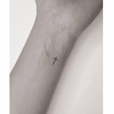 Dainty Christian Tattoos, Christian Cross Tattoos, Bible Tattoo, Tiny Cross Tattoo, Cross Tattoo On Wrist, Small Cross Tattoos, Red Tattoo Ideas, Red Ink Tattoo, Bible Tattoos