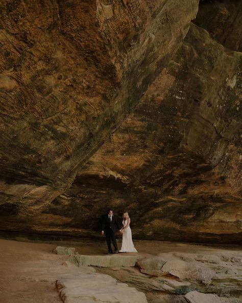 Abby + Evan 10.4.24 🕊️ These two are originally from Michigan, and decided to elope under Ash Cave in Hocking Hills on a beautiful October morning. When I tell you this day was out of a storybook, it truly was. They said their vows in front of their closest family, friends, and friendly hikers. Then everyone headed to a local campground to change into their sweats and grill out for the afternoon. We ate hot dogs, pasta salad and they cut their cake on a picnic table. I also learned that Ab... October Morning, Hocking Hills, Cave In, They Said, Picnic Table, Pasta Salad, Hot Dogs, Family Friends, Michigan