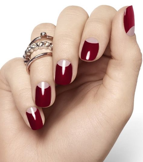 Half Moon Manicure, Burgundy Nail Designs, Half Moon Nails, Moon Manicure, Moon Nails, Nail Polish Trends, Holiday Nail Art, Burgundy Nails, Easy Nails