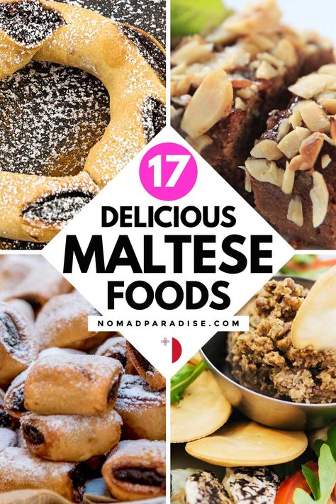 Maltese food: 17 popular and traditional dishes you need to try. Maltese cuisine, foodie travel Europe, Malta travel tips, Malta food and drinks, Maltese appetizers, snacks, mains, and desserts, food to try in Malta. #nomadparadise #maltesefood Maltese Recipes Malta Dishes, Mediterran Recipes, Malta Recipes, Maltese Dishes, Maltese Recipes Malta, Maltese Food, Malta Food, Maltese Recipes, Food To Try