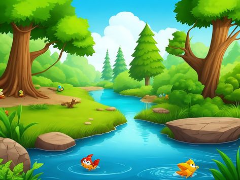 Cartoon Character Nature Scene Of River In The Forest#pikbest##Backgrounds Boy Cartoon Drawing, River In The Forest, Forest Backgrounds, Forest Cartoon, Background Images Free Download, River Forest, Forest Scenery, Forest Background, Forest Mountain