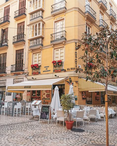 How To Have The Perfect Weekend in Malaga, Andalucía Street Corner Aesthetic, Cafe In Spain, City Break Aesthetic, Malaga Aesthetic, Spanish Cafe, City Corner, Malaga City, Italy Art Print, Spain Aesthetic