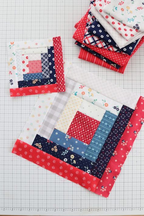 Log Cabin Quilt Block Tutorial + Inspiration Log Cabin Quilt Blocks Free Pattern, Cabin Quilt Block, Quilt Log Cabin, Diary Of A Quilter, Baby Quilt Tutorials, Log Cabin Blocks, Log Cabin Quilt Blocks, Log Cabin Quilt Pattern, Picnic Quilt