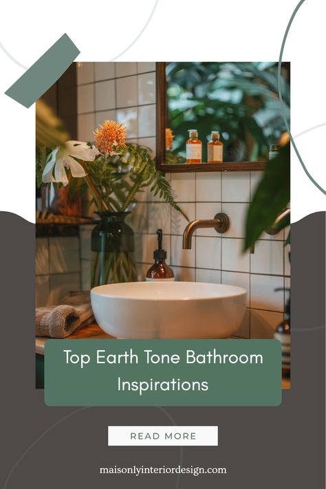 Looking for fresh bathroom inspirations? Discover my favorite earth tone bathroom ideas that embrace warmth and natural beauty. From soft beige tiles to deep green accents, these designs create a calming escape in your bathing space. Learn how to incorporate organic textures and simple accessories that enhance tranquility while adding style. With these earthy designs, you can transform your bathroom into a stylish retreat with the latest trends in color and decor. Perfect for anyone wanting to take their home design to the next level. Earthy Bathroom Color Palette, Earthy Tone Bathroom, Warm Bathroom Colors Earth Tones, Earth Tone Bathroom Ideas, Earth Tones Bathroom, Earth Tone Bathroom, Neutral Bathroom Colors, Bathroom Color Palette, Earthy Bathroom