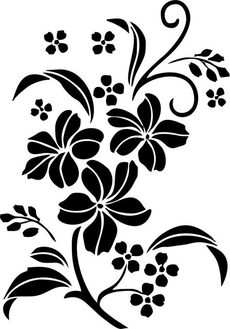 Resultado De Imagen De Stencil Plantillas Para Imprimir Gratis Flower Design Sketch, Flower Stencil Patterns, Paintings Ideas, Ornament Vector, Ornament Drawing, Design Pattern Art, Black And White Flower, Flower Silhouette, Floral Border Design