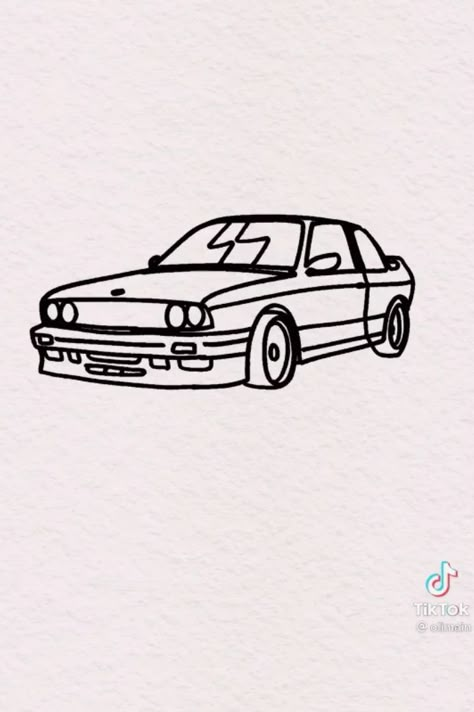 Simple Car Tattoo, Simple Car Drawing, Frank Ocean Tattoo, Ocean Tattoos, Small Pretty Tattoos, Cool Car Drawings, Doodle Tattoo, Car Tattoos, Geniale Tattoos