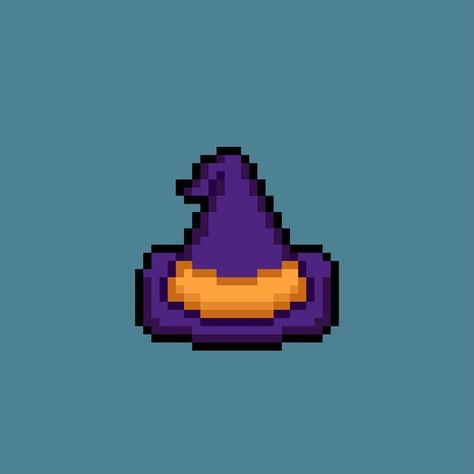 Witch Hat Pixel Art, Halloween Drawings Witch, Wizard Pixel Art, Magic Pixel Art, Wizard Council, Witch Pixel Art, Pixel Witch, Halloween Pixel Art, Halloween Bites