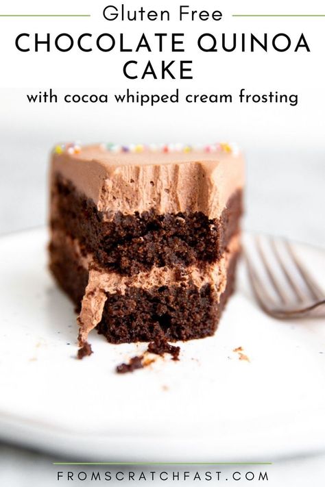 Chocolate Whipped Frosting, Cocoa Whipped Cream, Chocolate Whipped Cream Frosting, Healthy Holiday Desserts, Chocolate Quinoa, Quinoa Cake, Gluten Free Desserts Healthy, Gluten Free Chocolate Cake, Easy Gluten Free Desserts