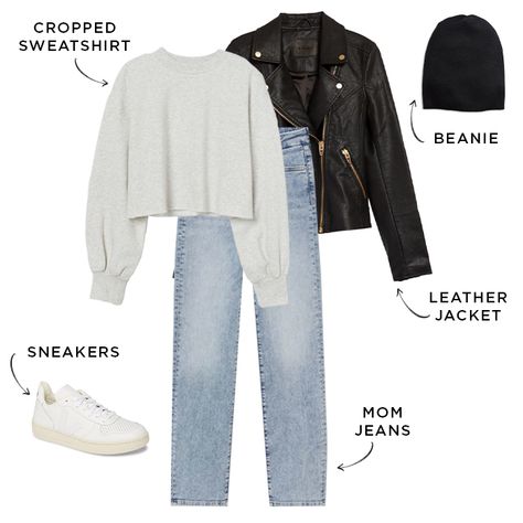 Leather Jacket Outfit Winter, Womens Leather Jacket Outfit, Navy Leather Jacket, Jacket Outfit Women, The Everygirl, Leather Jacket Style, Cropped Leather Jacket, Fashion Illustration Dresses, Leather Jacket Outfits