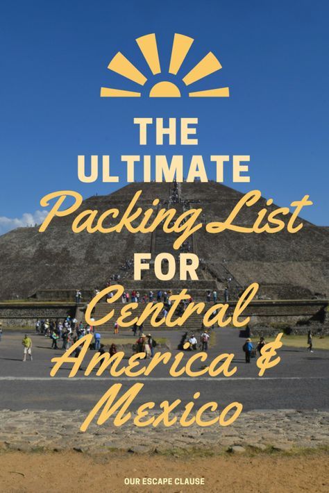 Packing List for Central America and Mexico: Includes male packing list, female packing list & travel gear. Central America Packing List, Packing List Ideas, Female Packing List, Packing List Men, Packing Travel, Latin America Travel, Ultimate Packing List, South America Destinations, Packing Hacks