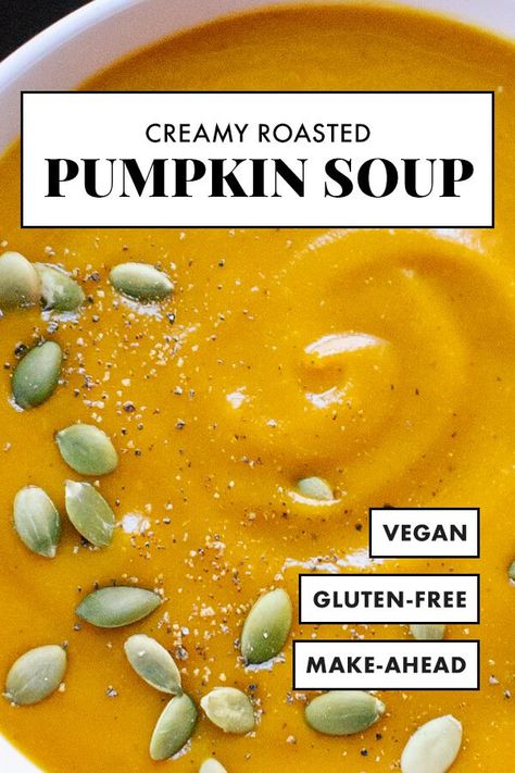 The BEST pumpkin soup recipe! It’s CREAMY and healthy, and perfect for chilly fall days. You won’t believe this roasted pumpkin soup recipe doesn't contain any cream! #cookieandkate #dairyfree #vegan #pumpkinrecipe #pumpkinsoup Pumpkin Parmesan Soup, Creamy Roasted Pumpkin Soup, Best Pumpkin Soup Recipe, Best Pumpkin Soup, Thanksgiving Camping, Breastfeeding Recipes, Roasted Pumpkin Soup Recipe, Vegan Potatoes, Roasted Pumpkin Soup