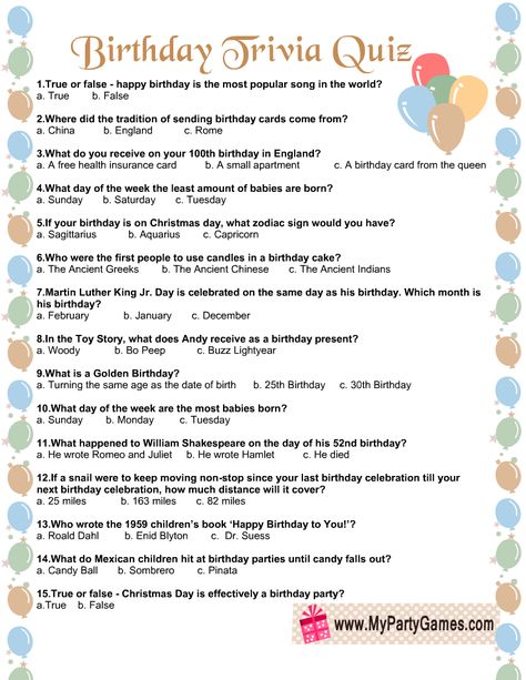 Birthday Party Trivia Questions, 60th Birthday Trivia Questions, Birthday Quiz Questions Party Games, Birthday Quiz Questions Adult, Birthday Trivia Game, Birthday Jeopardy Game Questions, Birthday Trivia Questions, Birthday Trivia Games Free Printable, 80th Birthday Games Free Printable