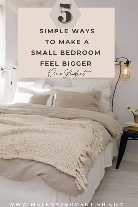 Simple Master Bed Design, Making A Bedroom Look Bigger, Small Bedroom 2023, Small Bedroom Organization For Couples, Small Square Bedroom Design, Bedroom Woman Single, Small Master Room Decor Ideas, Farmhouse Bedroom Small Space, Small Couples Bedrooms