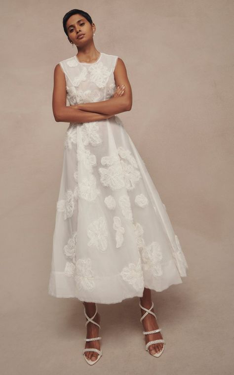 Spring Summer 2023 Collection, Zimmerman 2023, Spring Dresses 2023, Aje Dress, Spring Summer 2023 Fashion, Flower Midi Dress, Dress High Neck, Embroidered Organza, Spring Summer 2023