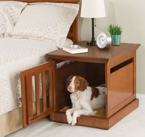 A nightstand dog house. Cheap Dog Houses, Diy Pet Bed, Bed Interior, Designer Dog Beds, Dog House Diy, Night Stand, Dog Houses, Diy Stuffed Animals, Dog Crate