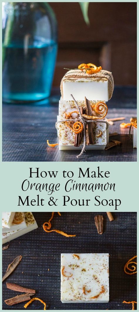 Melt and pour soap with sweet orange and cinnamon oil adds a nice cozy feel to any room. Great for showers, weddings, hostess and helper gifts. Cinnamon Soap, Cinnamon Scent, Orange And Cinnamon, Savon Diy, Easy Soap Recipes, Fall Feeling, Homemade Spa, Diy Soap Recipe, Citrus Soap