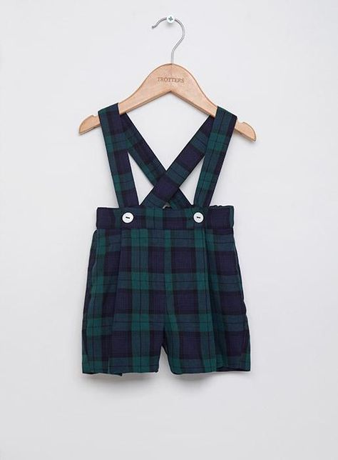 Little Jamie Shorts in Navy Tartan - Trotters Childrenswear Trotters Childrenswear, Baby Dungarees, Baby Rompers, Baby Boy Romper, Boys Romper, Toddler Fashion, Future Kids, Dungarees, Happy Christmas