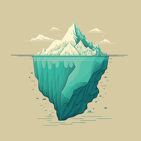 giant ice mass iceberg floating Iceberg Art Illustration, Tip Of The Iceberg Illustration, Iceberg Drawing Simple, Ice Drawing Ideas, Ice Mountain Illustration, Ice Berg Illustration, Iceberg Sketch, Iceberg Aesthetic, Glacier Drawing