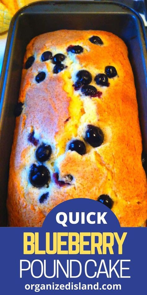 Easy recipe for a Lemon Blueberry Pound Cake with a cake mix. This Pound Cake is made quickly and is always a hit! Easy Lemon Blueberry Pound Cake, Lemon Blueberry Bread From Box Cake, Cake Mix Lemon Blueberry Cake, Blueberry Pound Cake Recipe Easy, Cake Mix Loaf Cakes, Cake Mix Quick Breads, Loafs Recipes, Easy Blueberry Bread, Blueberry Cakes