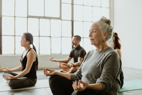 Diverse people meditating in a yoga class | premium image by rawpixel.com / McKinsey People Meditating, People Exercising, Yoga Images, Diverse People, Woman Yoga, Senior Fitness, Yoga Room, Model Release, Yoga Class