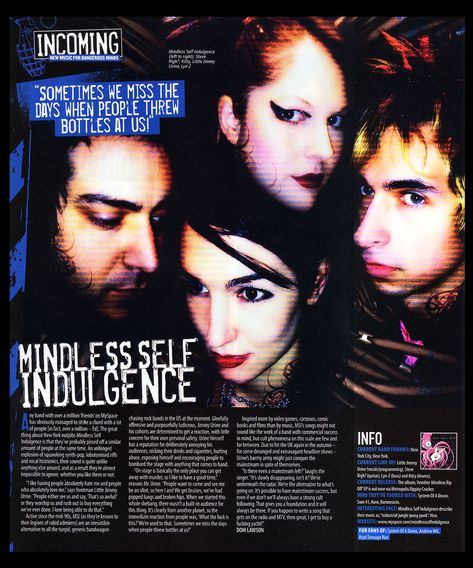 Msi Poster, Mindless Self Indulgence Poster, Msi Aesthetic, Msi Wallpaper, Mindless Self Indulgence Aesthetic, Jimmy Urine, Self Indulgence, Grunge Posters, Dangerous Minds