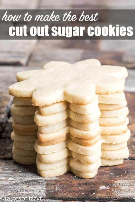 Tips on how to make the best cut out sugar cookies. Buttery and lightly sweet, this cookie dough holds its shape when you bake it. Perfect for Christmas cookies and other holiday shapes. via @tastesoflizzyt Cookie Dough That Holds Its Shape, How To Make Shaped Cookies, How To Make Cookie Dough, Reeses Cheesecake, Royal Frosting, Cut Out Sugar Cookies, Cream Cheese Sugar Cookies, Cut Out Sugar, Butter Sugar Cookies