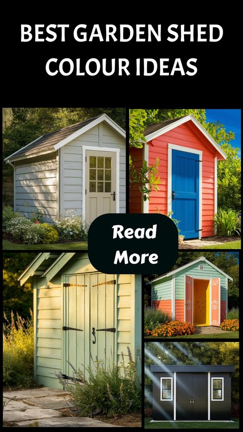 Explore a variety of eye-catching color ideas for garden sheds that will instantly revamp your outdoor area. Uncover the top 10 vibrant hues that can enhance your garden's overall aesthetic and bring new life to your backyard retreat. Discover how selecting the right shades can completely transform and elevate the style of your garden space. Shed Color Ideas, Painted Sheds Ideas Colour, Shed Painting Ideas, Shed Paint Colours, Shed Color, Garden Shed Interiors, Painted Shed, Ideas For Garden, Diy Garden Fence