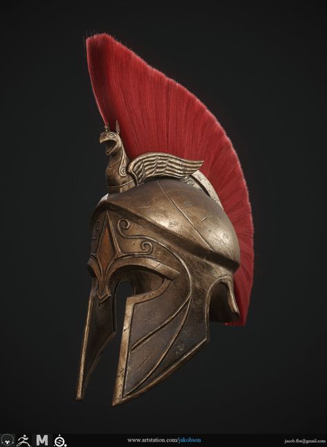 Mercenary Outfit, Greek Mythology Costumes, Roman Soldier Helmet, Mythology Costumes, Sparta Helmet, Iron Man Painting, Egyptian Warrior, Ac Odyssey, Greek Helmet